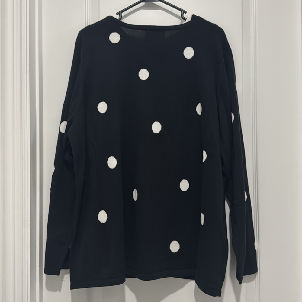 Women's Quacker Factory Black White Polka Dot cardigan and matching tank 2x NWT - Picture 3 of 6